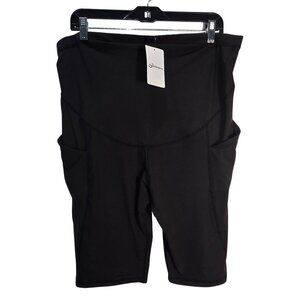 NWT | Black High Waist Maternity Activewear Shorts Pockets Over The Bump | Large